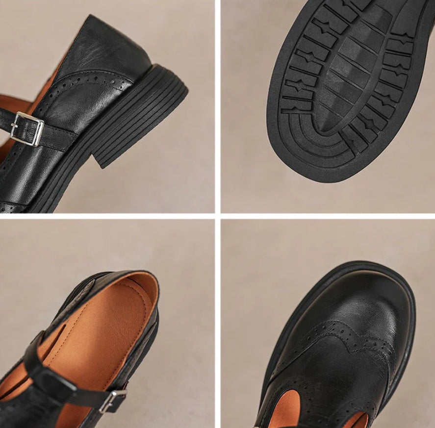 Scarpa Mary Jane brogue in pelle